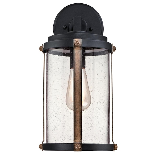 Westinghouse Fixture Wall Outdoor 60W Armin, Textured Black Barnwood Clear Seeded Glass 6358800 - main